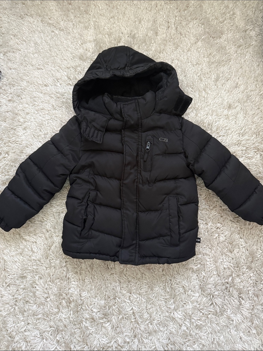 Children's Black Hooded Puffer Jacket by CB Sport 4T kjk1